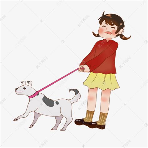 公路上牵着狗的女孩高清图片下载-正版图片600645823-摄图网