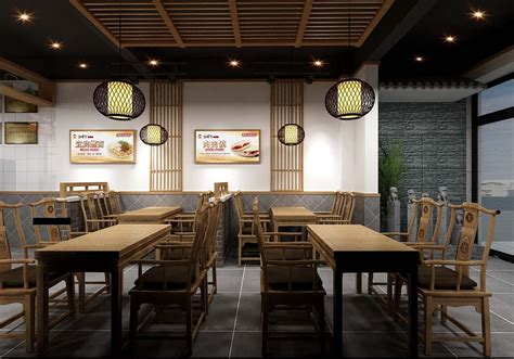 现代感传统中式茶餐厅装修设计案例效果图_岚禾装饰设计