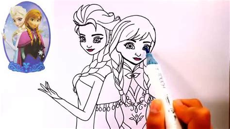 亲子涂色简笔画：艾莎和安娜公主