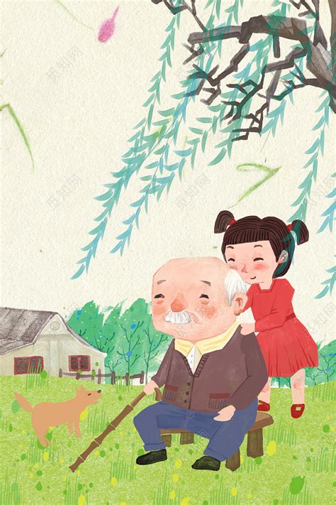 手绘感恩节感恩父母插画图片-千库网