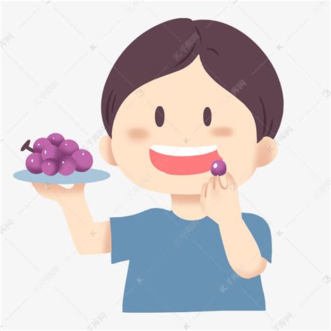 吃葡萄可爱男孩素材图片免费下载-千库网