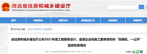 河北省住建厅公布2021年度工程勘察设计、监理企业和施工图审查机构“双随机、一公开”监督检查情况-中国质量新闻网