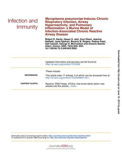 (PDF) Mycoplasma pneumoniae Induces Chronic Respiratory Infection ...