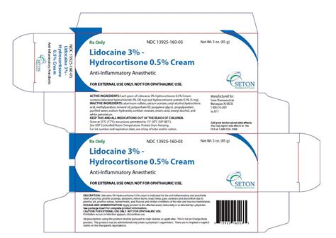 NDC Package 13925-160-01 Lidocaine Hydrochloride And Hydrocortisone ...