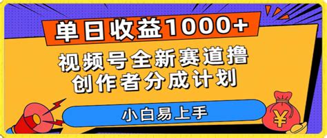 单日收益1000+，视频号全新赛道撸创作者分成计划，小白易上手 - 吾爱云学堂