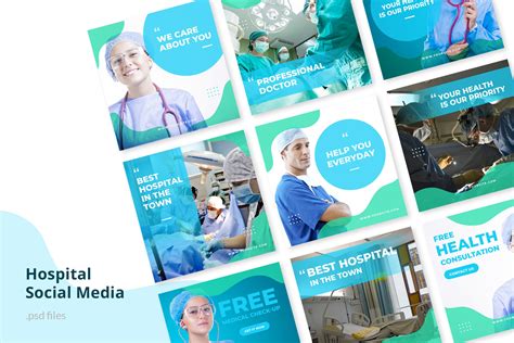 医院诊所中心社交媒体推广贴图模板 Social Media Kit Hospital – 设计小咖
