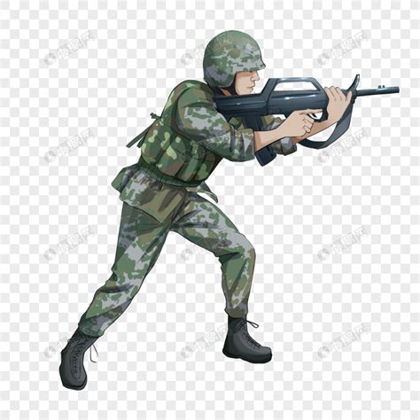 军人持枪训练演习场景插画元素PNG图片素材下载_军人PNG_熊猫办公