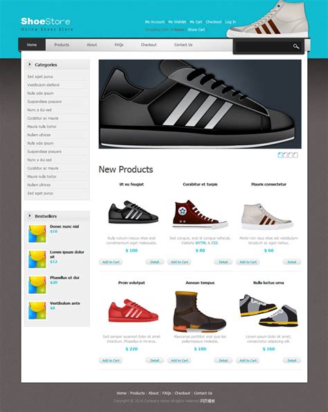 鞋子电子商务html网站模板是一款国外简洁的电子商务网上买鞋子商城网站模板html全站下载 。_金屋文档