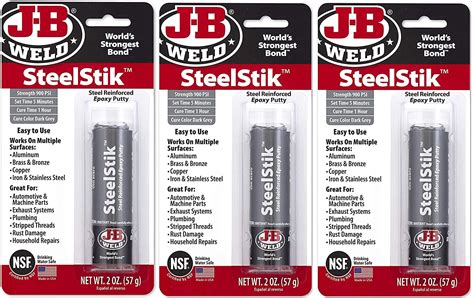 J-B Weld 8267-S SteelStik Steel Reinforced Epoxy Putty Stick - 2 oz ...