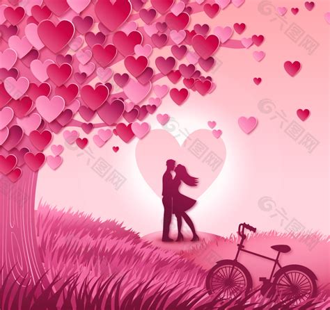 爱心树与情侣平面广告素材免费下载(图片编号:5178122)-六图网