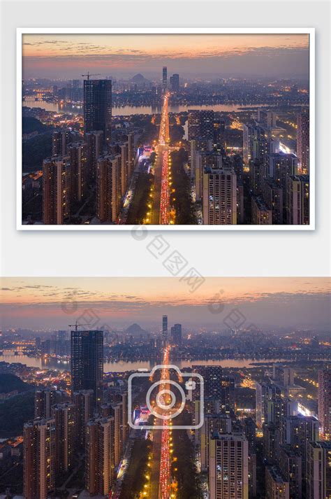 广西柳州城中区夜景航拍图片-包图网