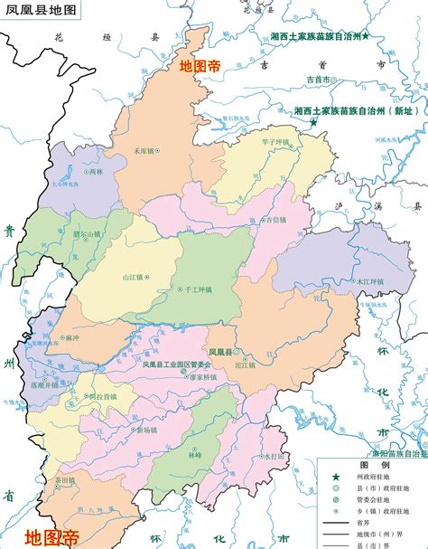 湖南湘西土家族苗族自治州，7县1市高清地图