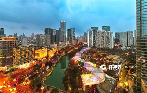 四川省成都市锦江边的兰桂坊商业街航拍图 图片 | 轩视界