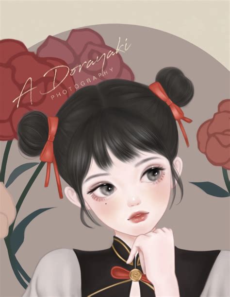 温柔女生丸子头头像卡通