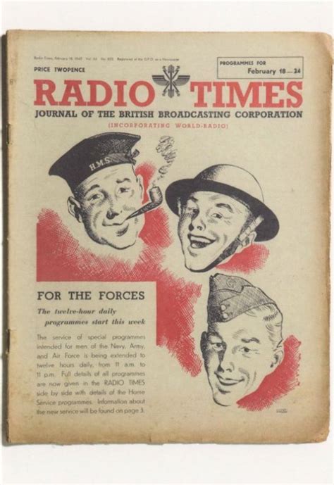 Radio Times 1940 WW2 Military Forces Issue Rare BBC TV Postcard ...