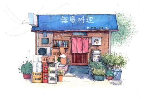 水彩手绘日本小店|插画|商业插画|丹米 - 原创作品 - 站酷 (ZCOOL)