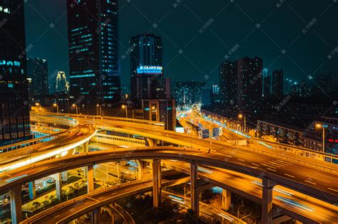 武汉城市交通夜景夜晚交通宝丰路高架航拍摄影图配图高清摄影大图-千库网