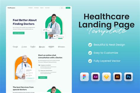 医疗保健登陆页面网站设计模板 - 魔棒网