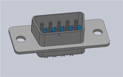 RS232串口 DB9公接头 蓝色胶芯镀镍 焊杯焊线式连接端口3D模型下载_三维模型_SolidWorks、STEP模型 - 制造云 | 产品模型