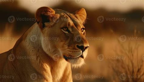 Majestic lioness in the savannah, a portrait of natural beauty ...