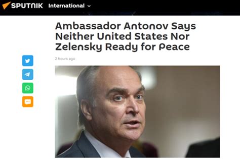 泽连斯基在美国会演讲后，俄驻美大使：他和华盛顿都不想要和平