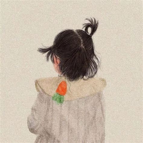 温柔手绘头像背面女生