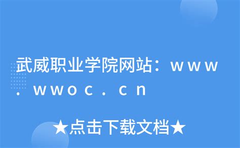 武威职业学院网站：www.wwoc.cn