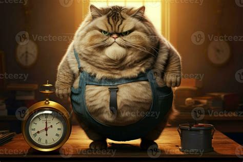 Curious Fat cat standing on scales. Generate Ai 29175813 Stock Photo at ...