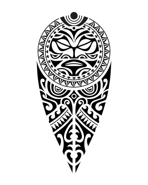 tattoo sketch maori style for leg or shoulder with sun symbols face ...