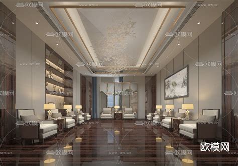 新中式酒店贵宾接待室3d模型下载_ID12079390_3dmax免费模型-欧模网