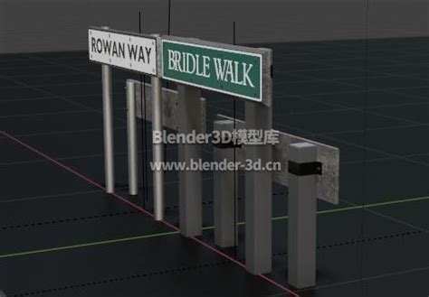 blender 街道路牌路标3d模型素材资源免费下载-Blender3D模型库