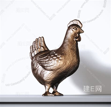 鸡雕塑装饰摆件- 建E网3D模型下载网