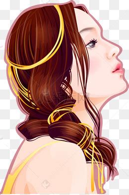 温柔女生侧面头像插画