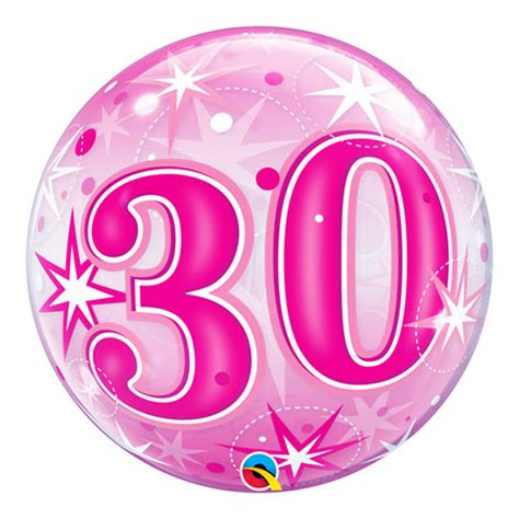 Number 30 Pink Starbust Sparkle Bubble Helium Qualatex Balloon 56cm / 22 Inch | Partyrama