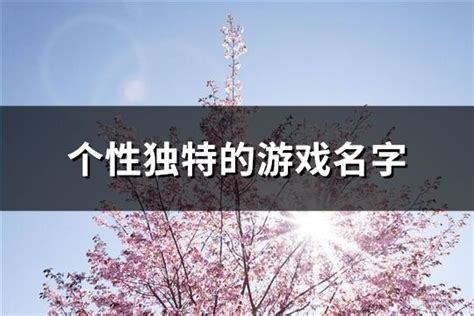 个性独特的游戏名字(共240个)-淘名吧网