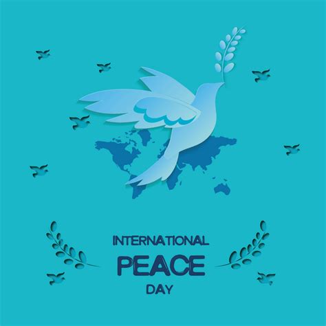 世界和平日和平鸽蓝色简约海报海报模板下载-千库网