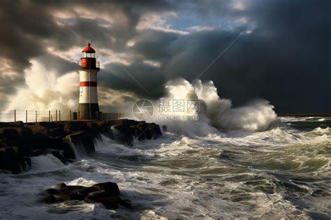 狂风怒号的海洋创意景观插图插画图片下载-正版图片600577426-摄图网