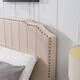 Linen Upholstered Platform Bed, Nailhead Trim, Solid Wood Frame, Easy ...