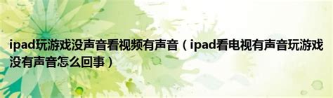 ipad没有声音怎么办（iPad没有声音怎么办? 苹果平板没声音的多种原因和解决方法！） | 说明书网