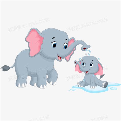 玩水的卡通大象图片免费下载_PNG素材_编号1yqiyok3z_图精灵