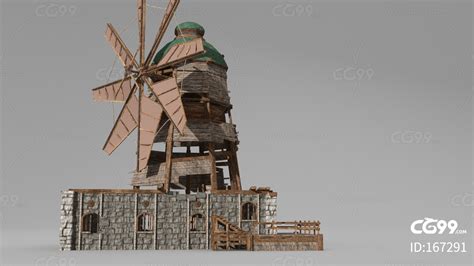 古代建筑风车磨坊-cg模型免费下载-CG99