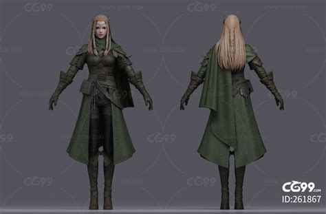 次世代 精灵 女战士 Elf 写实 精灵战士 魔戒 女精灵-cg模型免费下载-CG99