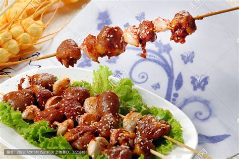 烤鸡心肉串,中国菜系,食品餐饮,摄影,汇图网www.huitu.com