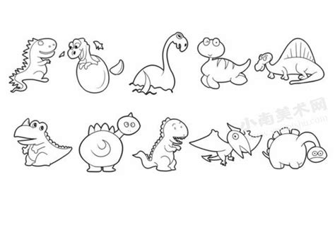 恐龙简笔画法步骤图示（恐龙简笔画高清大图） - 小南美术网