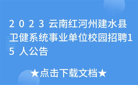 2023云南红河州建水县卫健系统事业单位校园招聘15人公告