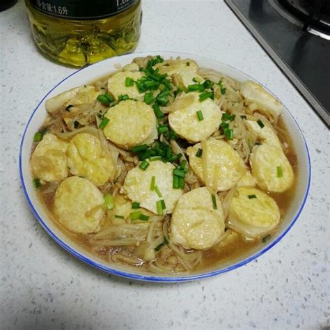 【金针菇日本豆腐的做法步骤图，怎么做好吃】萌家小厨房Moe_moe_下厨房