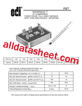 PBT05 Datasheet(PDF) - Electronic devices inc.