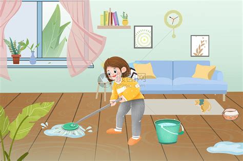 做家务的女孩插画图片下载-正版图片401704292-摄图网