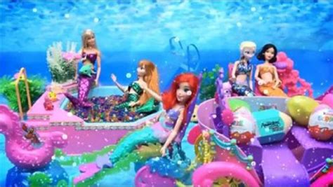 美人鱼玩具系列：迪斯尼公主美人鱼邀请芭比和公主坐马车去海底泳池派对_高清1080P在线观看平台_腾讯视频