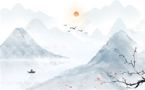 古风山景背景图图片